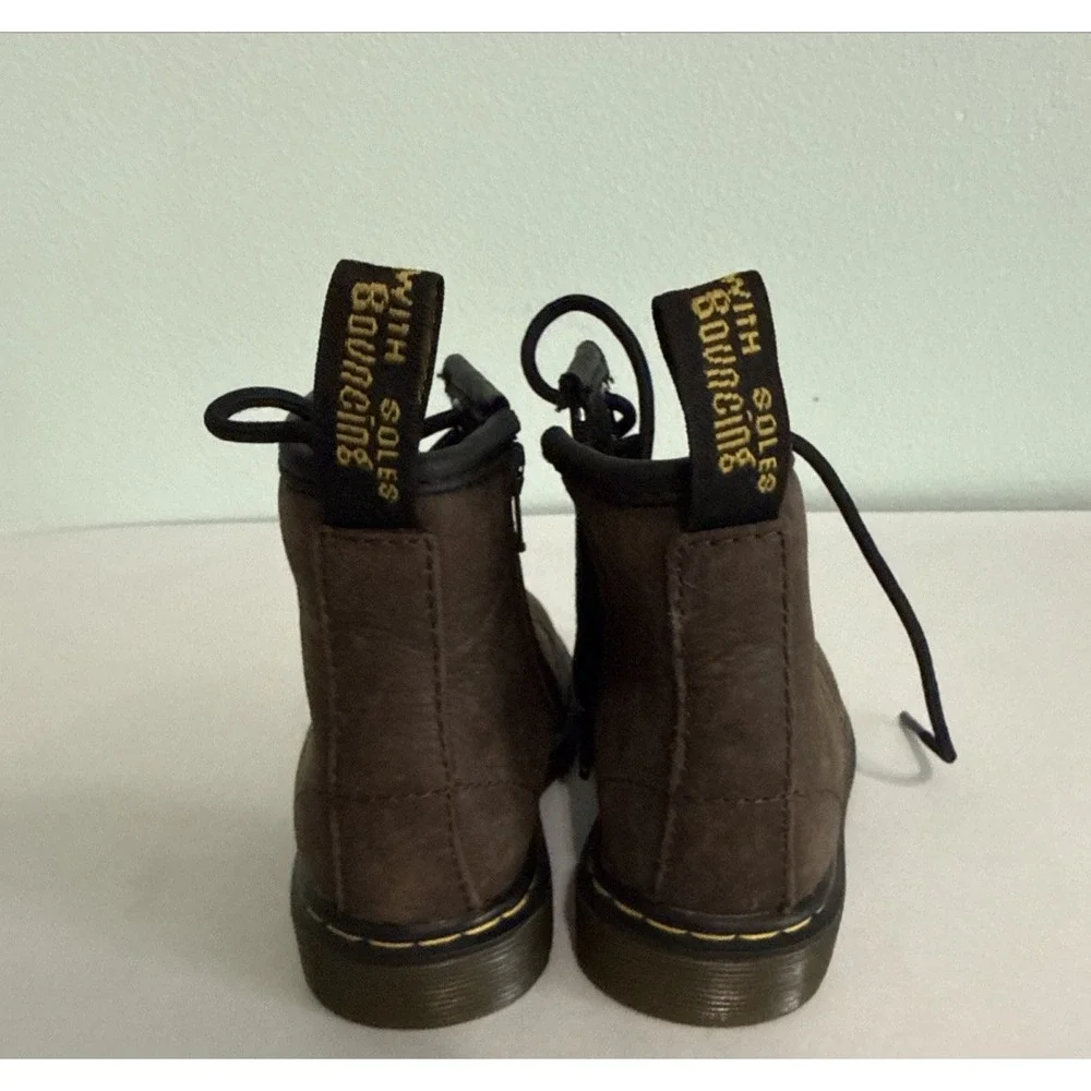 Dr. Martens Brooklee Toddler Leather Boots Dark Brown‎ Size Zip Size 7 NEW